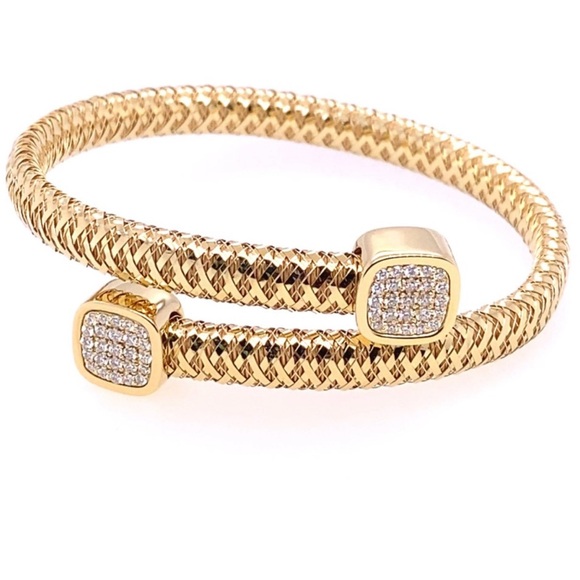 Authentic Roberto Coin Primavera Wrap Bangle with Diamonds – 18K Yellow Gold - Picture 3 of 13